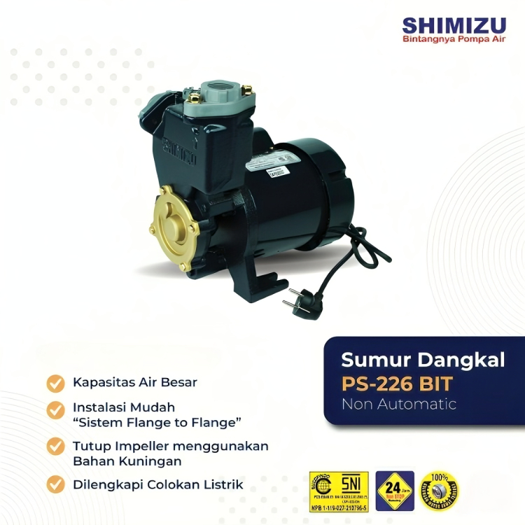 Pompa Air Shimizu PS-226 BIT 200 Watt Non Otomatis  / Pompa Shimizu PS226BIT 200W Shimizu PS 226 BIT