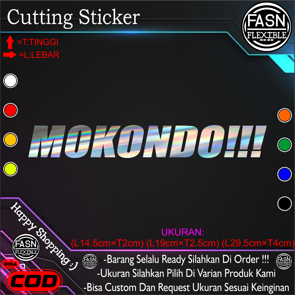 Sticker "MOKONDO" Cutting Sticker Body Motor / Mobil Dan Lain Lain