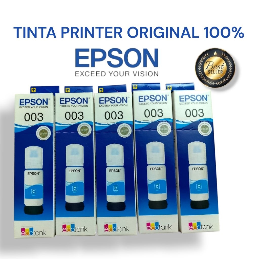 Tinta Printer Epson 003 Cyan Original Ink Epson PrinterL1110/L3110/L3150/L5190 - Warna