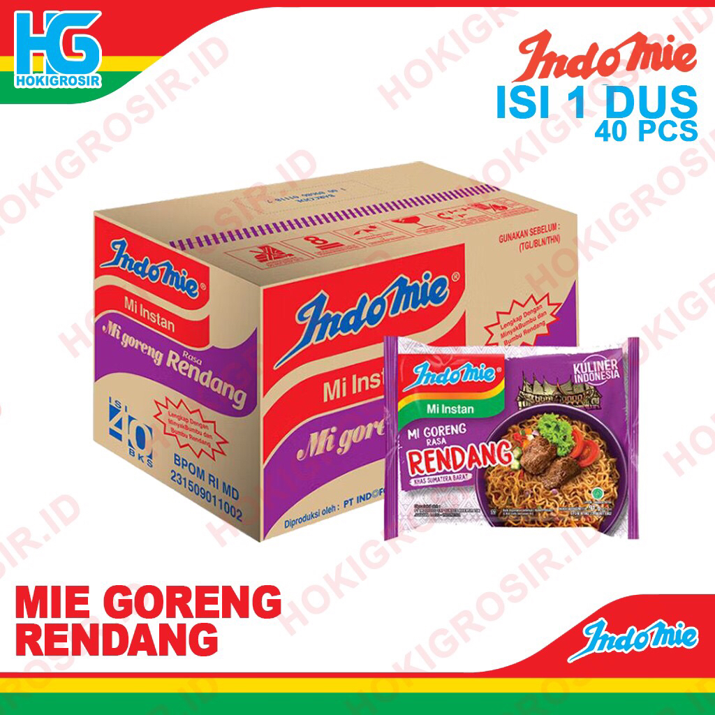 

INDOMIE GORENG RASA RENDANG 1 DUS ISI 40 PCS - MIE INSTAN 80 Gr