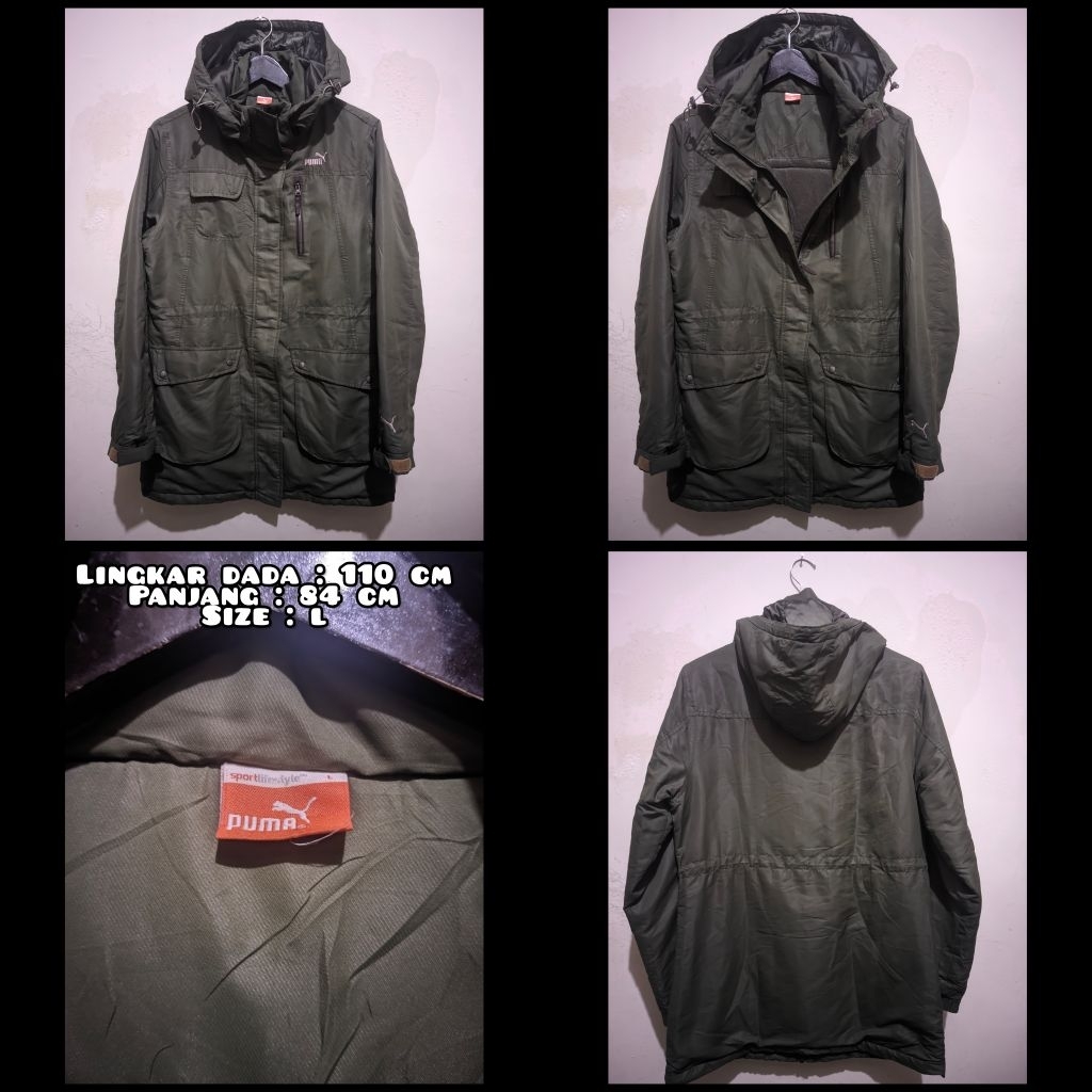 Jaket Parka Warna Hijau Army Second Original.