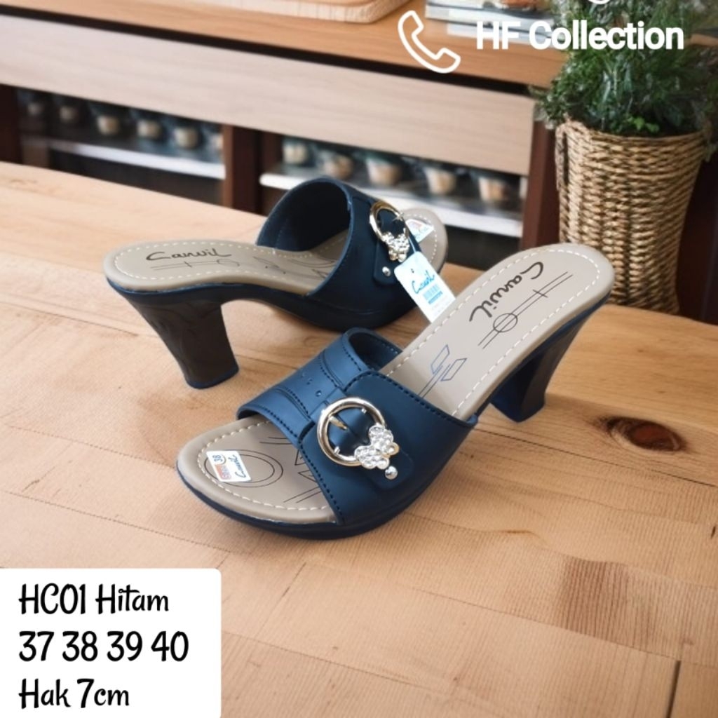 sandal hak wanita carvil bahan sintetis