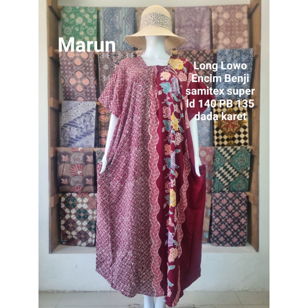 Longdress Lowo Encim Benji Bunga Batik Cap Kombinasi Batik Tulis Premium