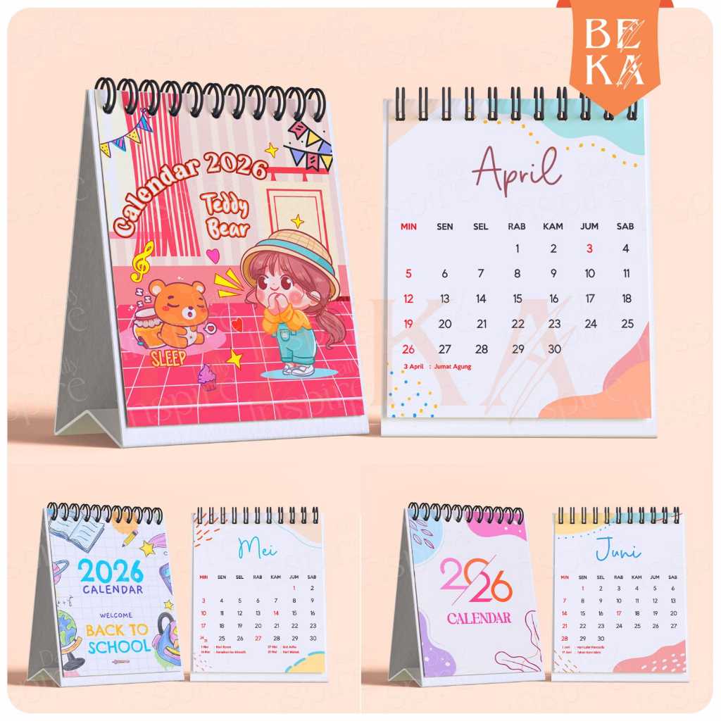 

Kalender Meja 2026 Spiral Desain Unik Minimalis Lucu | Kalender Duduk Tahun Baru 2026