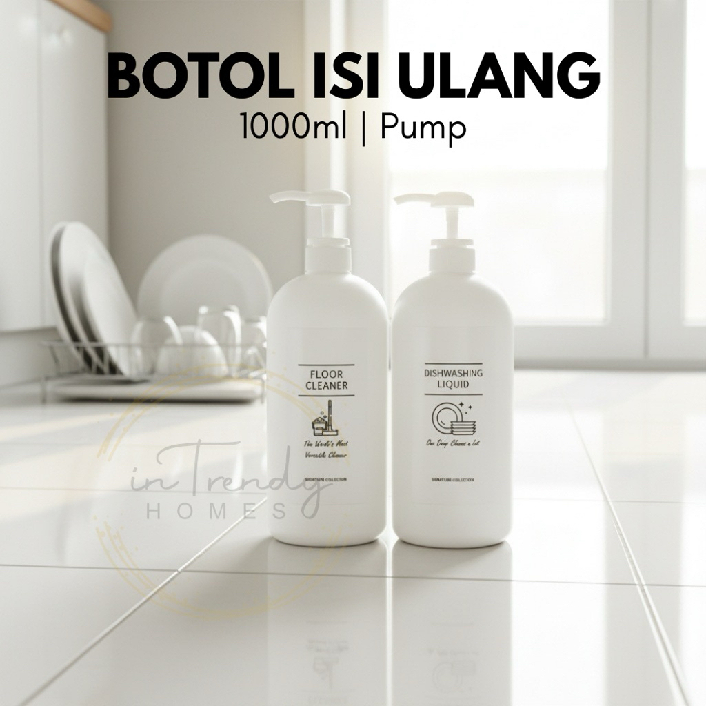 Botol Sabun Kosong Refill Pump 1000ml Tempat Sabun Cair Cuci Piring Pel Pewangi Botol 1Liter Tebal P
