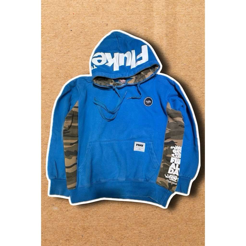 PRELOVED SWEATER HOODIE FLUKE BIRU ARMY