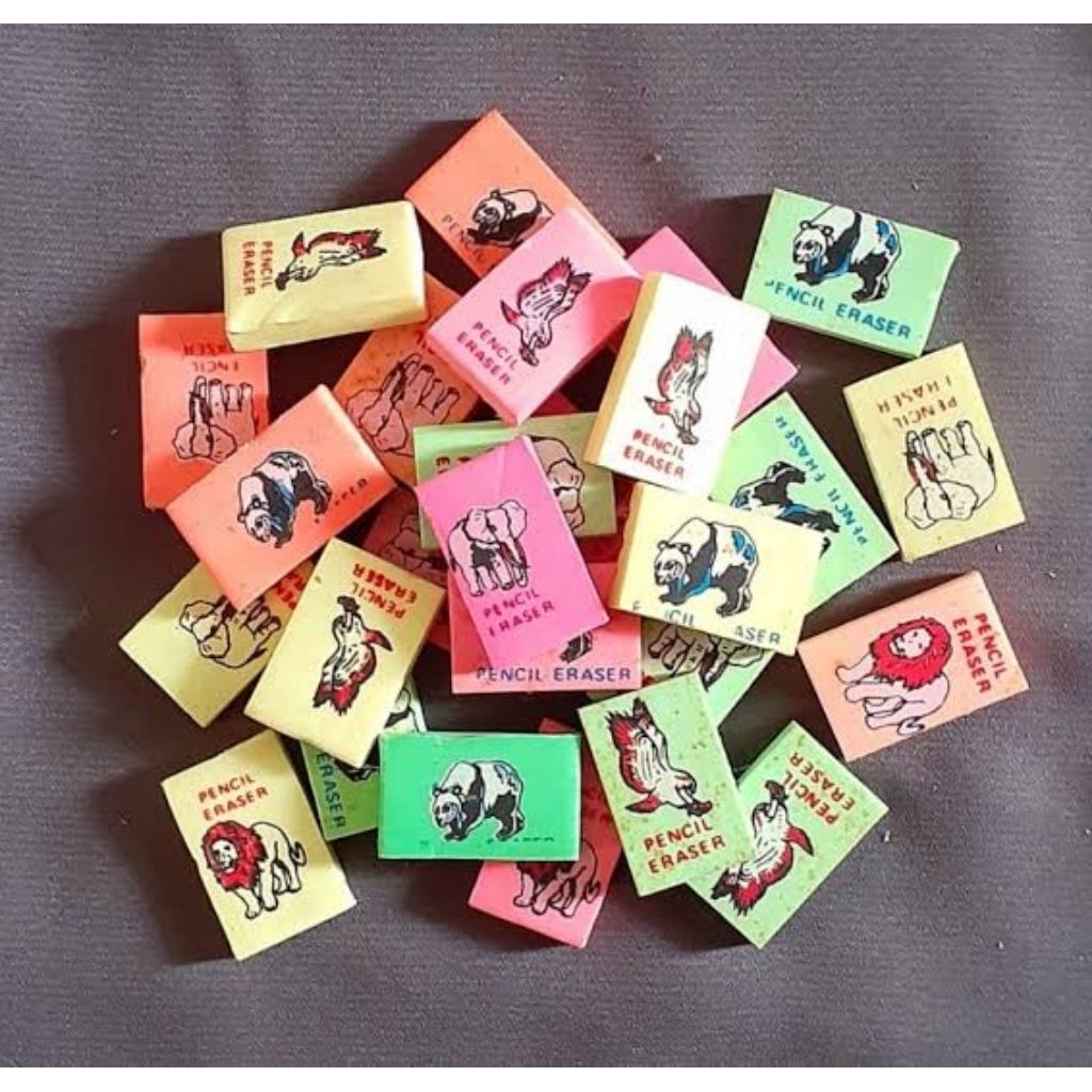 

Karet penghapus stip setip jadul seri animal panda hewan gajah cassera casera gambar motif kartun hijau kuning orens pink satuan ecer alat tulis ATK anak sekolah back to school