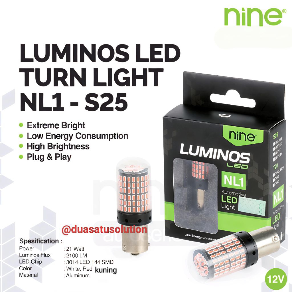 LAMPU LED SEN MOBIL S25 PUTAR 144 MATA NINE LUMINOS NL1 KEDIP NORMAL CANBUS