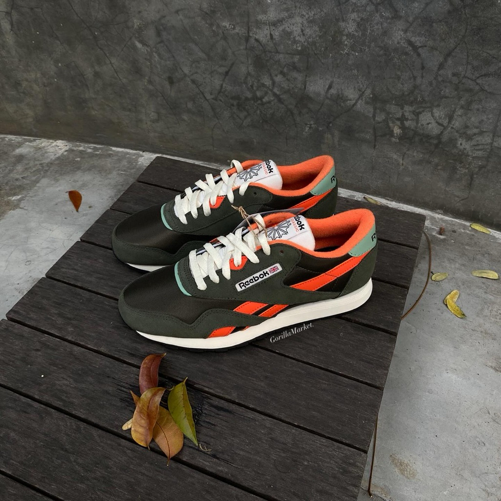 REEBOK CLASSIC NYLON GREEN ORANGE