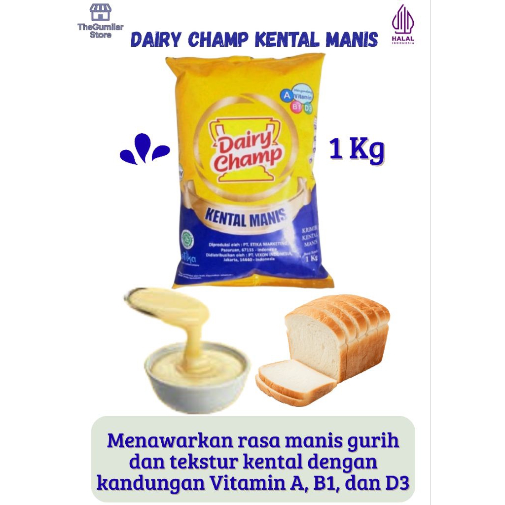 

Dairy Champ 1Kg Bag Krimer Kental Manis Kemasan Bantal isi 1 Kg