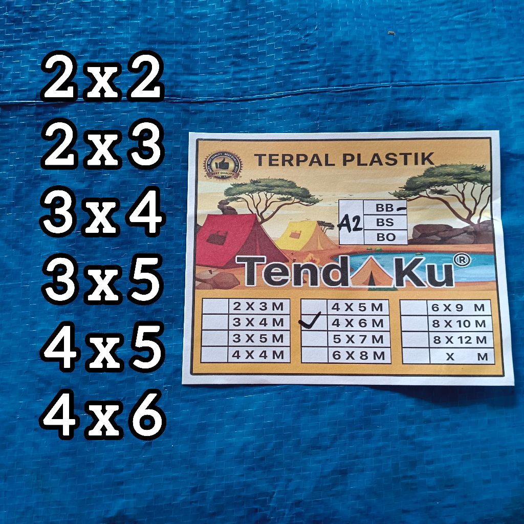 TERPAL TENDA PLASTIK BIRU + RING A2 / 2x3 / 3x4 / 4x5 / 4x6 METER