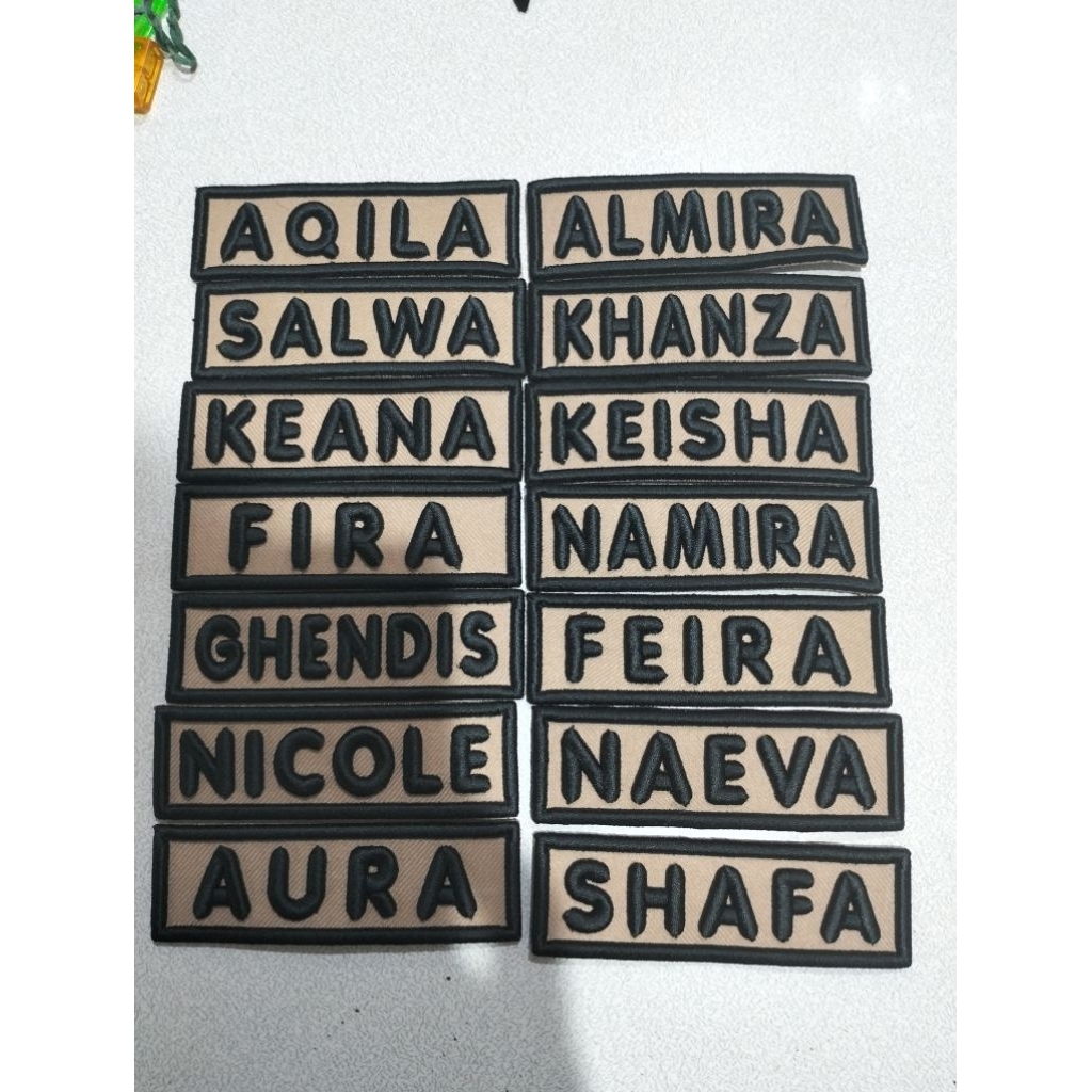 bordir timbul nama Pramuka