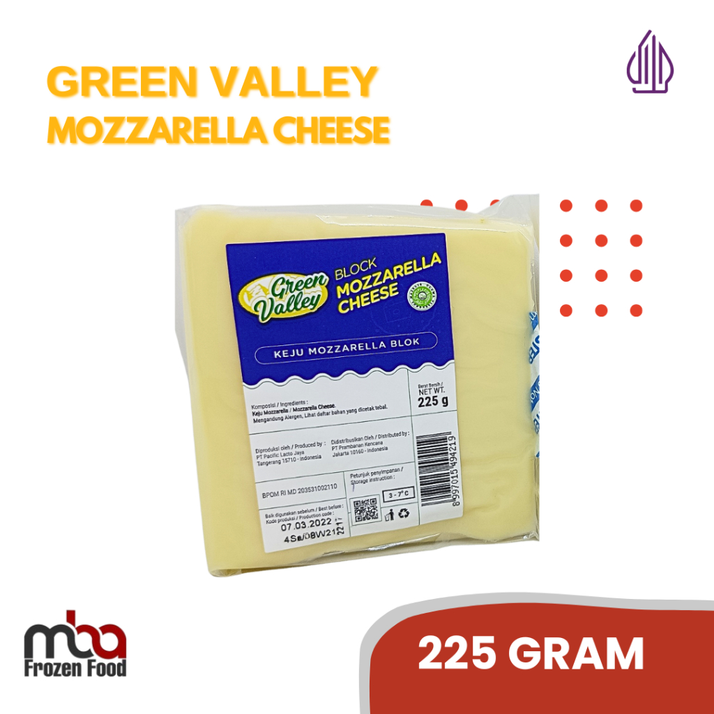 

Green Valley Mozzarella Chees / Keju Mozzarella 225 Gram /Keju /Sauskeju /Cheese /Dressing /Salad /Bakaran /Topping /Mayonnaise /Cocolan /Saos /Bumbu /Masakan /Mozza