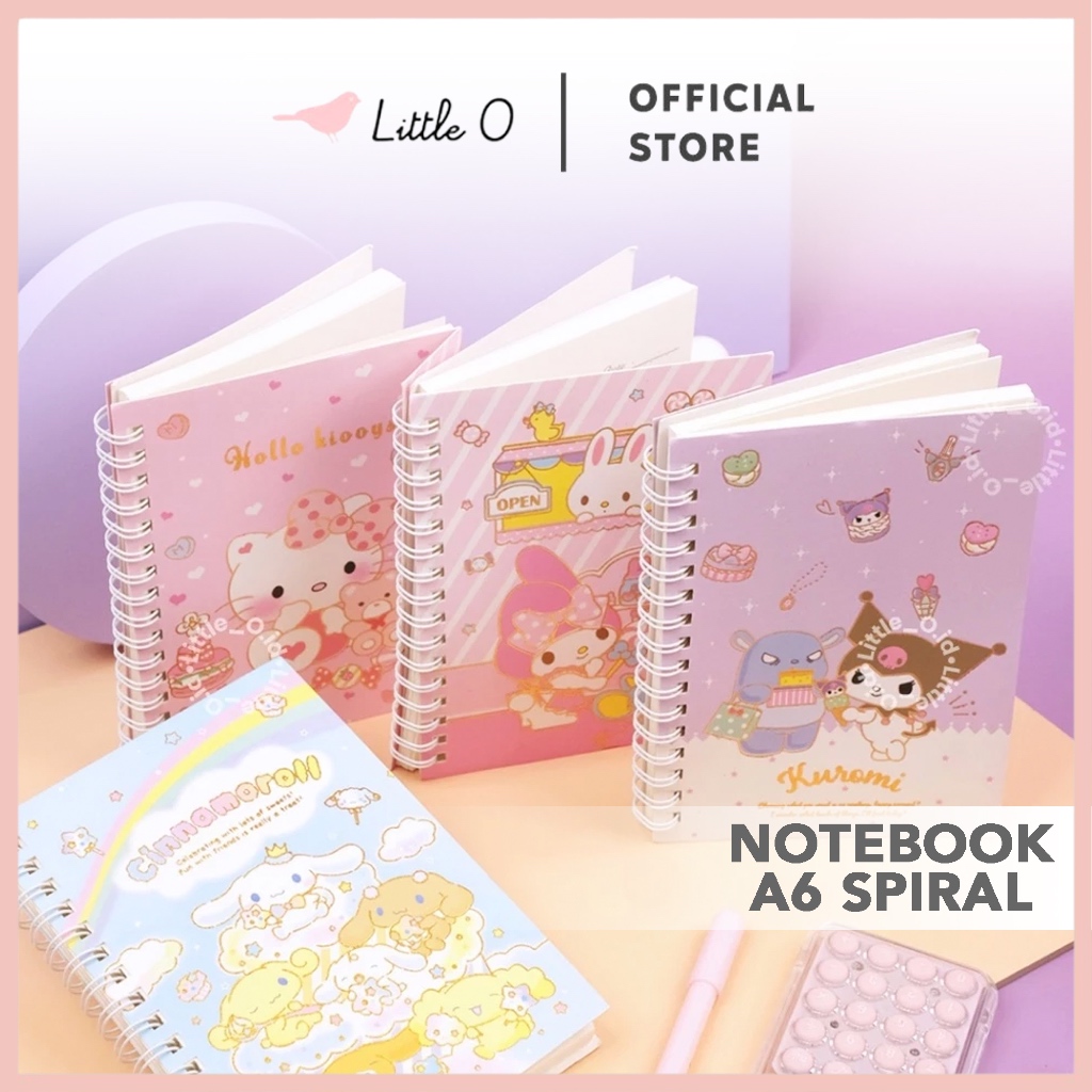 

LITTLE O A6 Notebook Small Sanrio Friends Ring Notebook Journal Notebook Buku Tulis Mini Binder Diary