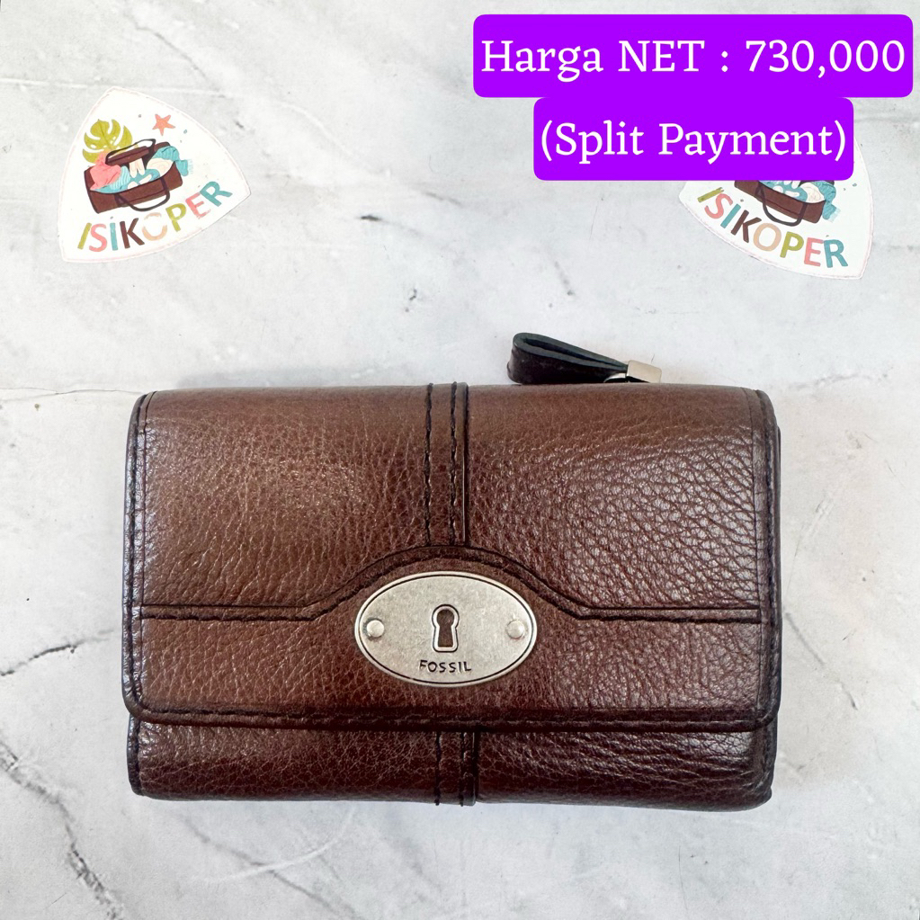 323 NET-Preloved Fossil Maddox Medium Wallet Eapresso Dompet