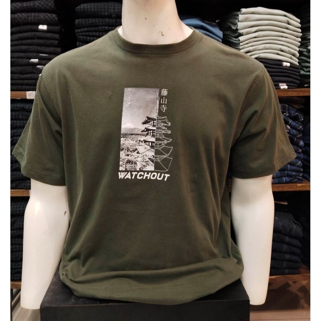 KAOS PRIA WATCHOUT JEANS ORIGINAL REGULER FIT WARNA HIJAU LENGAN PENDEK KUALITAS PREMIUM