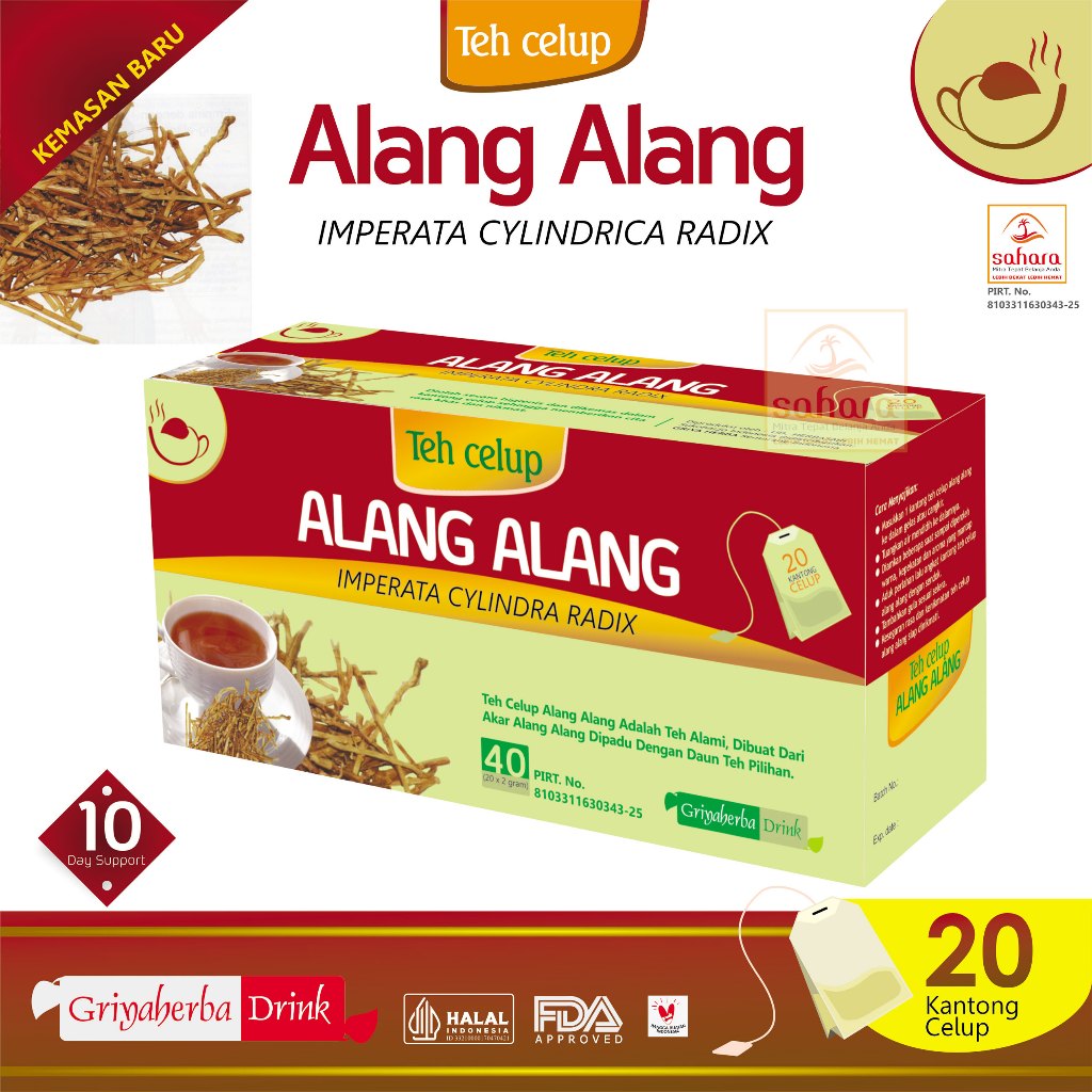 

Teh Celup Akar Alang Alang Griya Herba Akar alang-alang bermanfaat untuk menurunkan panas dalam, demam, menurunkan tekanan darah tinggi, mengatasi mual dan pening, serta melancarkan buang air kecil isi 20 kantong