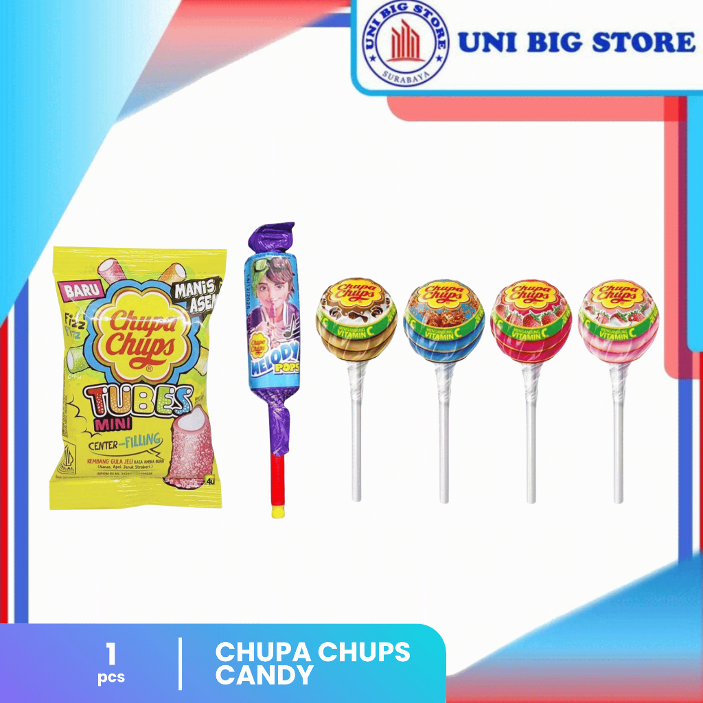 

Chupa Chups Lollipop | Sour Tubes | Melody Pops Kembang Gula Rasa Anggur 15 gr 1 pc ECER