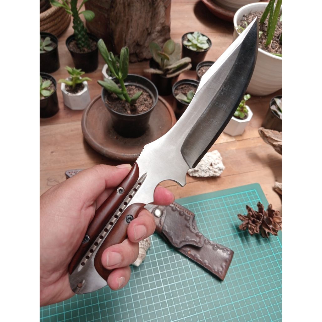 Pisau Heritage D2 Handmade – Kayu Ornamen, Premium Kolektor & Bushcraft