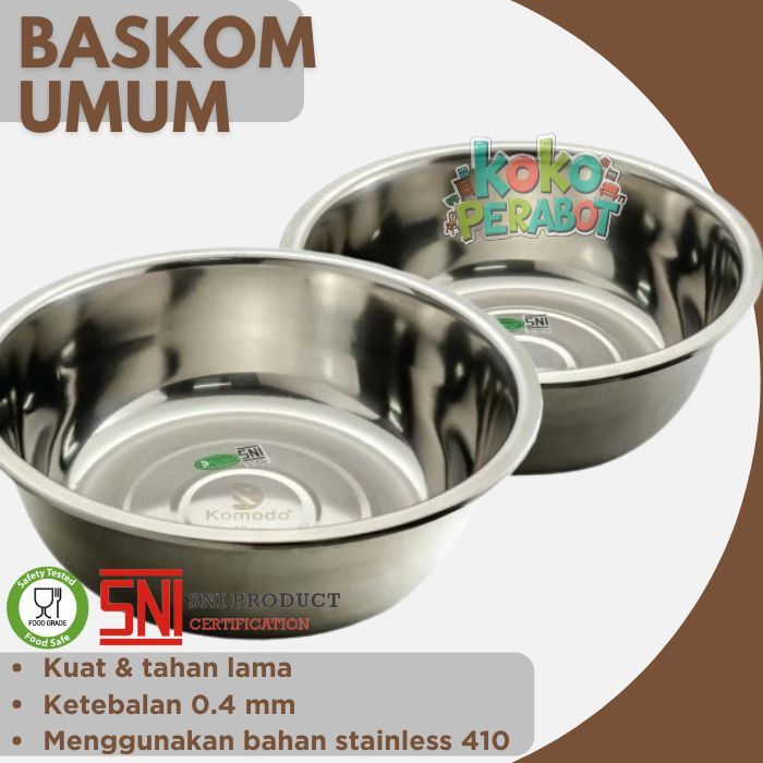 KOMODO Baskom Umum 26 Cm Baskom Stainless MIXING BOWL - Komodo - BASKOM 26 CM
