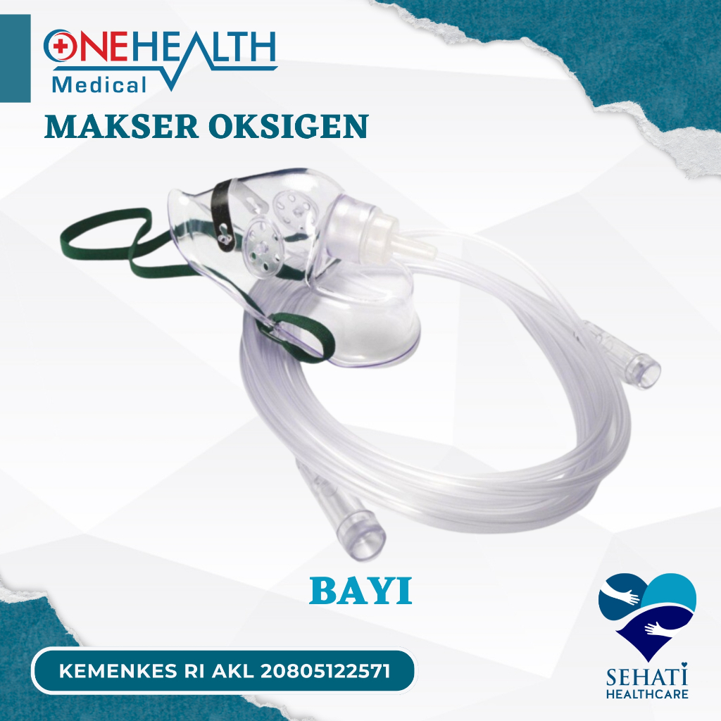 OneHealth Masker Oksigen Bayi Oxygen Mask S Infant Baby Selang Sungkup Penapasan O2 Kesehatan