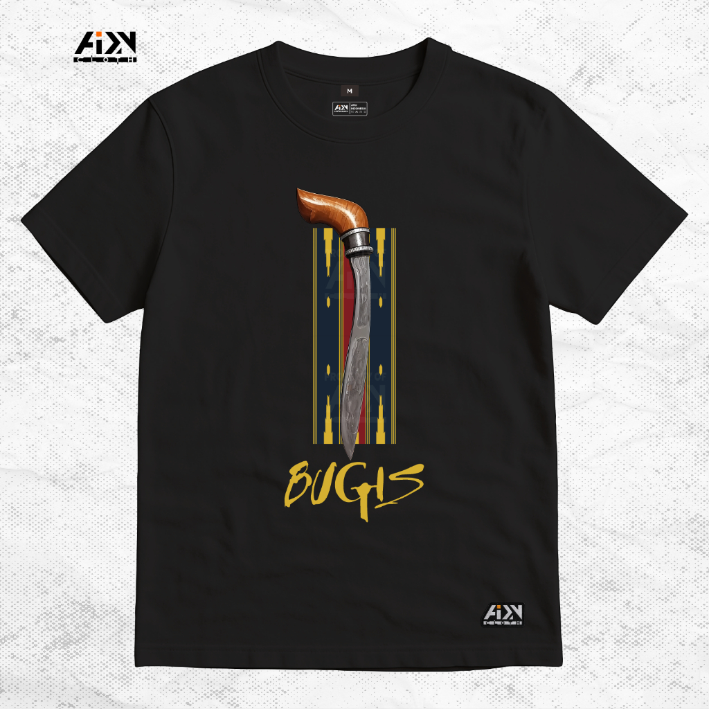 Baju Kaos Bugis Badik Motif Etnik Bugis - Baju Distro - Baju Bugis - Baju Perantau Bugis - Premium C