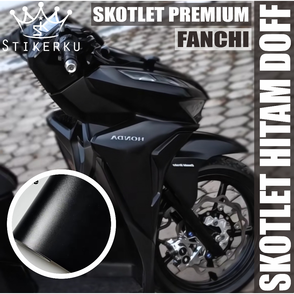 Stiker Skotlet Motor Hitam Dof Glosy Premium Fanchi Lebar 50 CM,STIKER MOTOR NMAX POLOS WARNA HITAM 