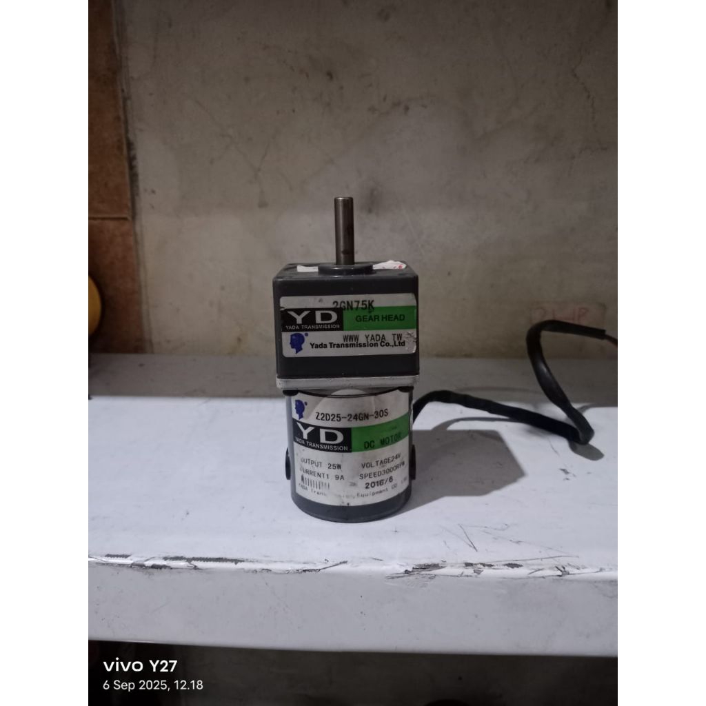 Dc Motor Gearbok 24V Ratio 1 : 75 40Rpm 25Watt Torsi Besar