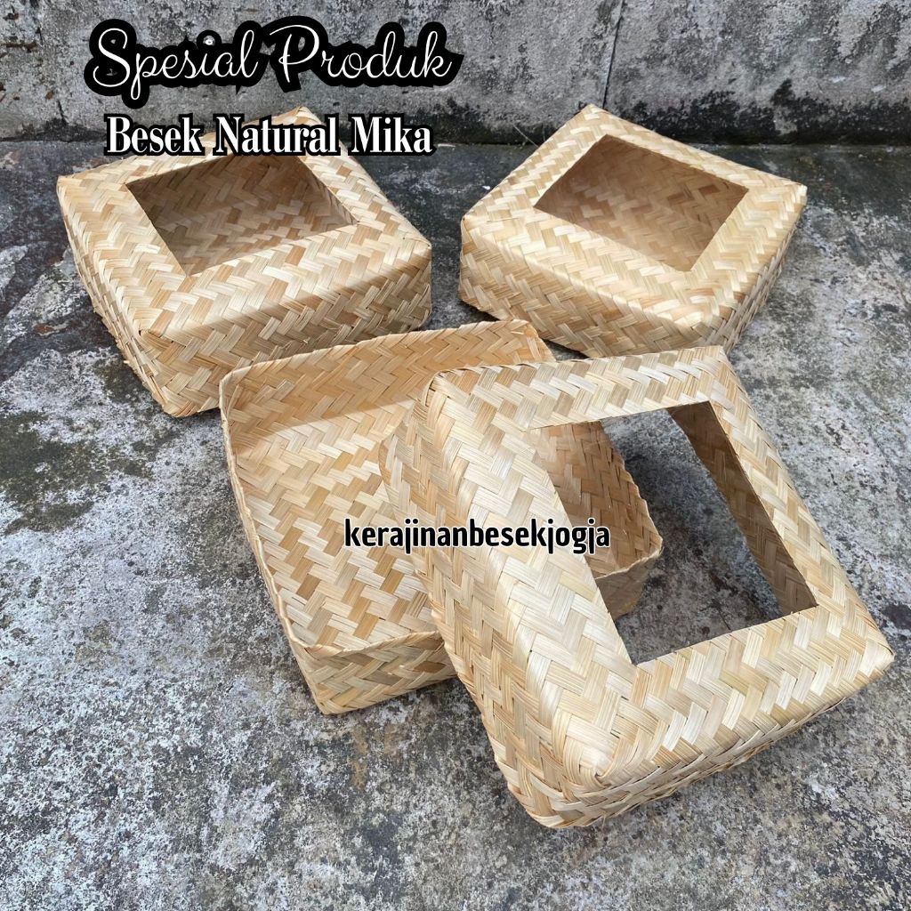 BESEK NATURAL 25 TUTUP MIKA  |  besek nasi besek mika besek anyam kotak hantaran nasi box bingkisan 