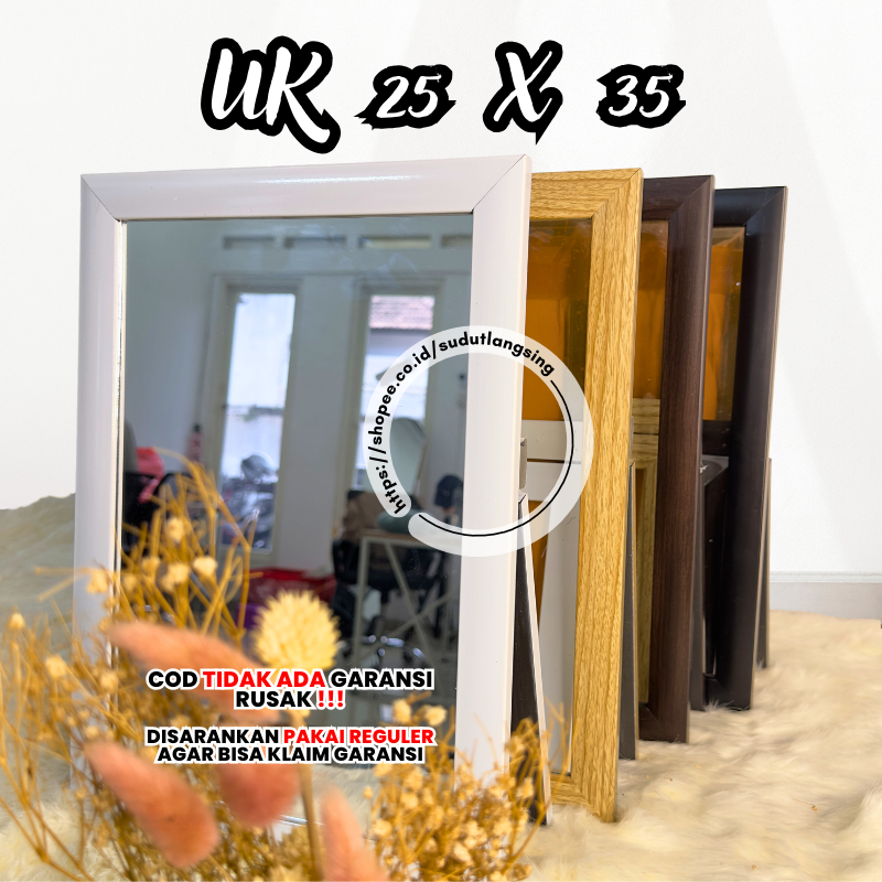 Cermin Kaca Aesthetic Standing Miror Kecil 25 x 35 CM Cermin Kecil Mini Rias Estetik Make Up Meja Ka