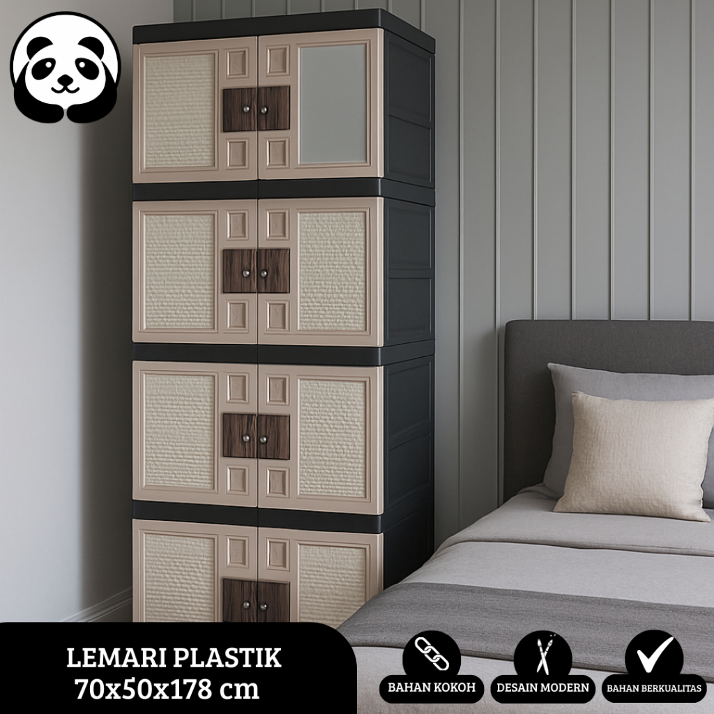 PROMO LEMARI PLASTIK 4SUSUN DILENGKAPI DENGAN KACA - LEMARI PLASTIK 4SUSUN