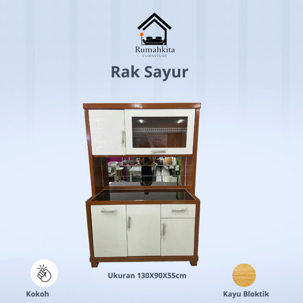 Rak Piring 3 Pintu Kayu Bloktik Furniture Lemari