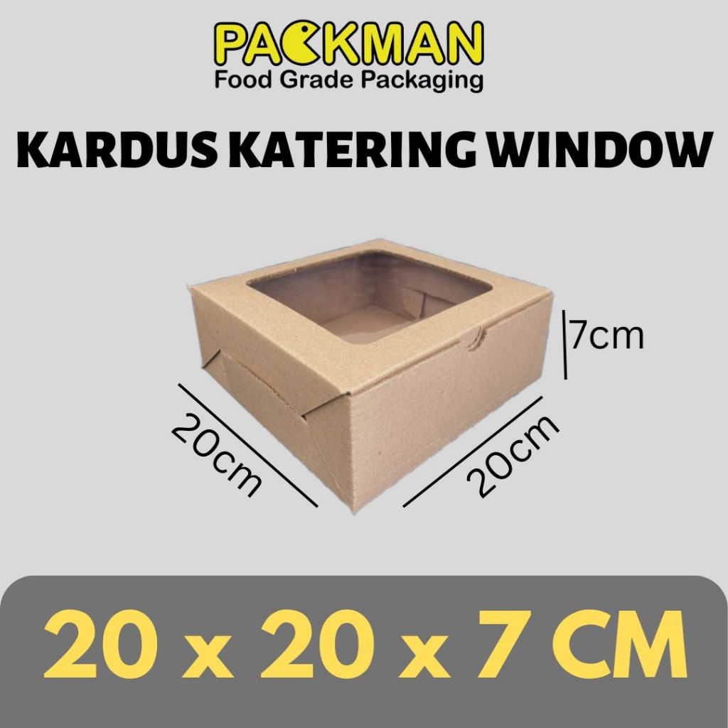 

(WINDOW)KARDUS KATERING 20x20x7 / KOTAK MAKANAN / BOX KARTON CORUGATED DIE CUT E-FLUTE / KUE CAKE