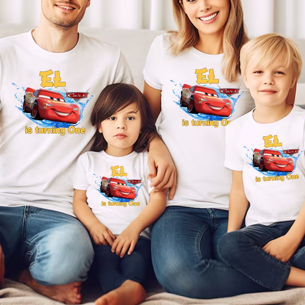 Kaos Birthday/Ulang Tahun BIRTHDAY CARS LIGHTNING MCQ*EEN WATER SPLASH