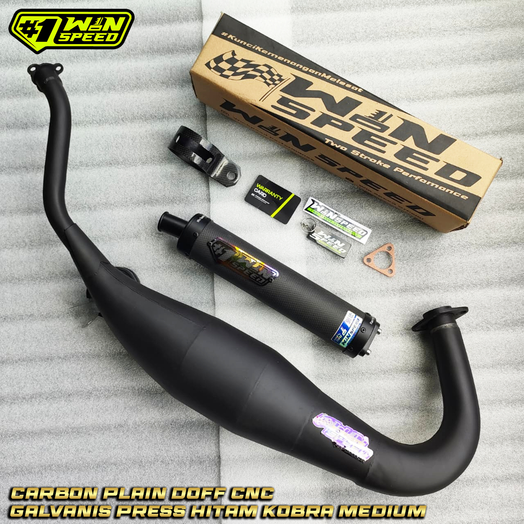 Knalpot Win speed Ninja R/RR/SS Carbon Doff ENDCAP FINISHING CNC CHAMBER BLACK KOBRA MEDIUM