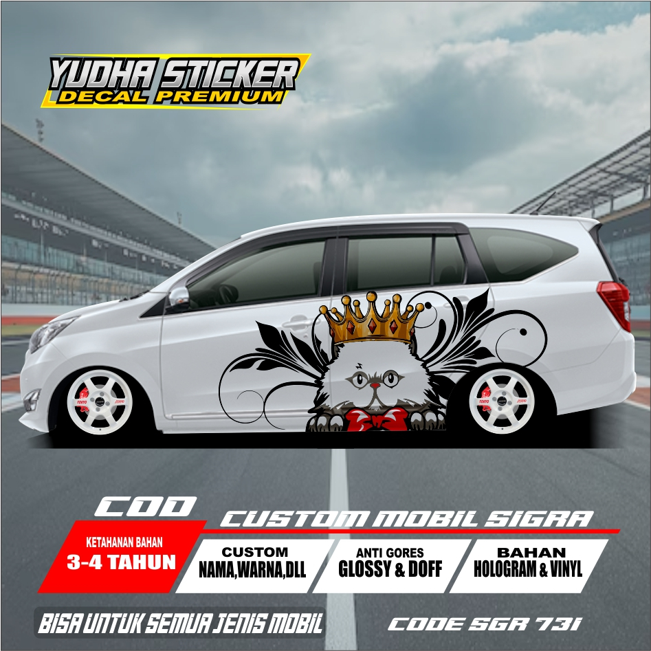STICKER ANIMASI KUCING VEKTOR BUNGA BODY MOBIL SIGRA AGYA BRIO JAZZ DLL / SGR 731-740