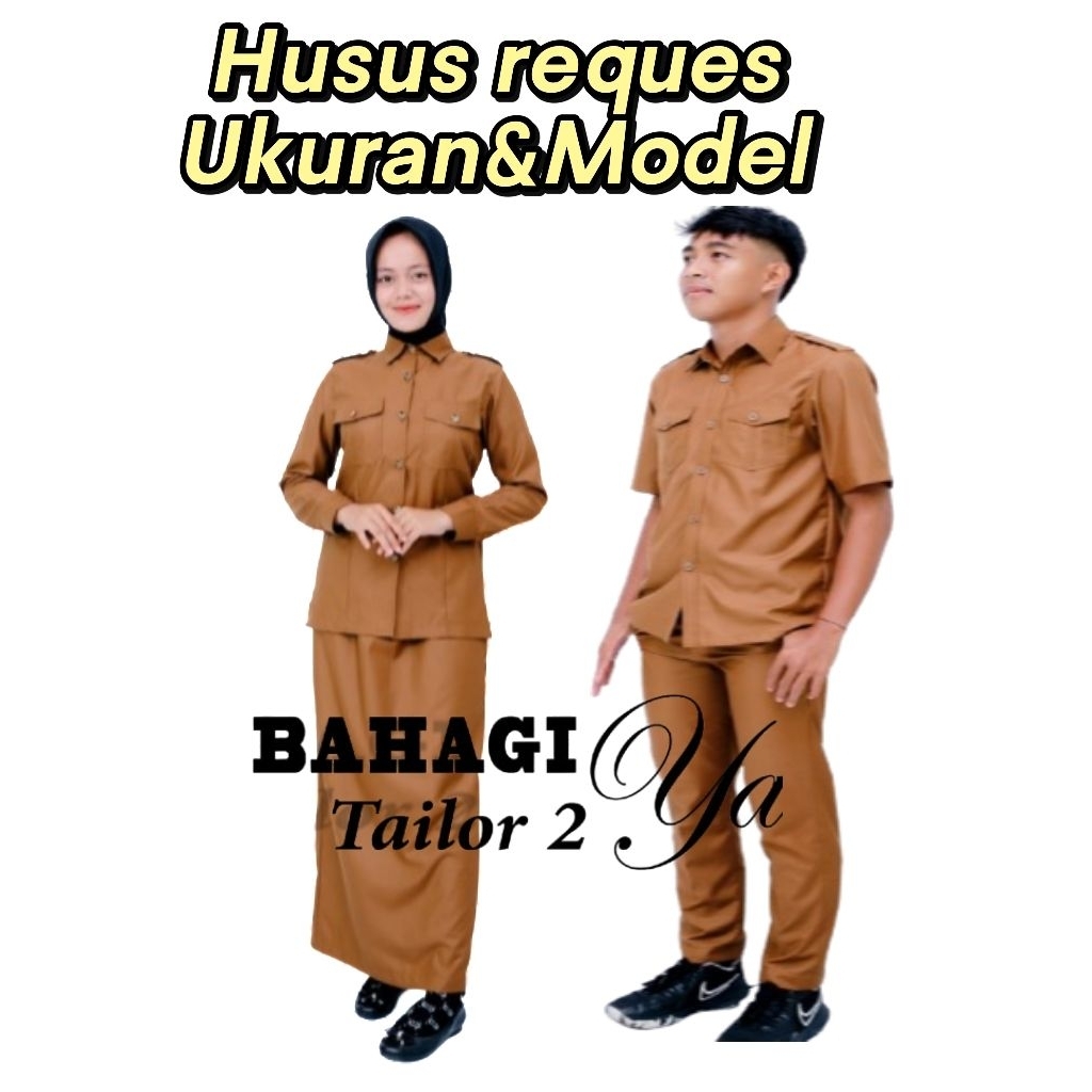 Setelan Baju KHaki Pns Pemda Pdh Premium Wanita Dan Pria Husus Reques Ukuran Dan Model