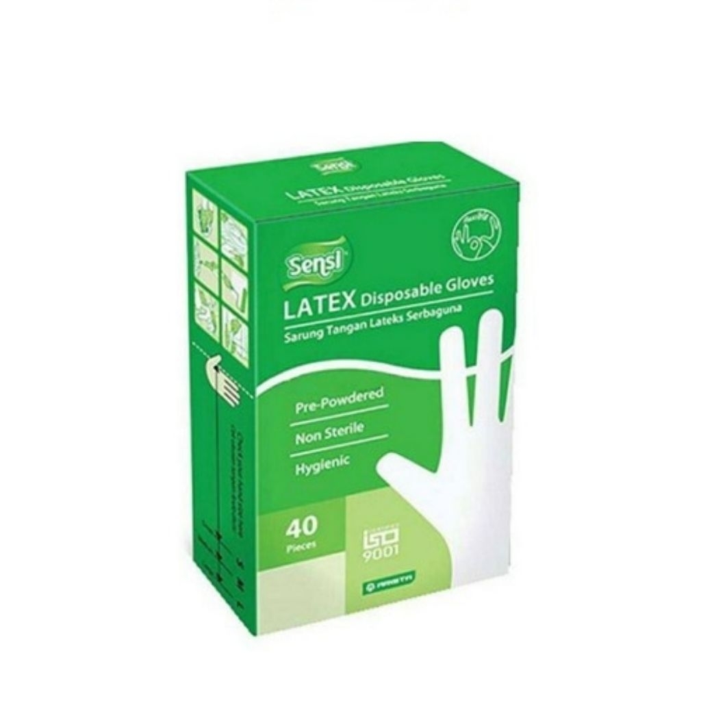 SENSI Sarung Tangan Latex Gloves 1 pc Ecer Eceran Disposable Putih M Powder Free Pre Powdered Pre-Po