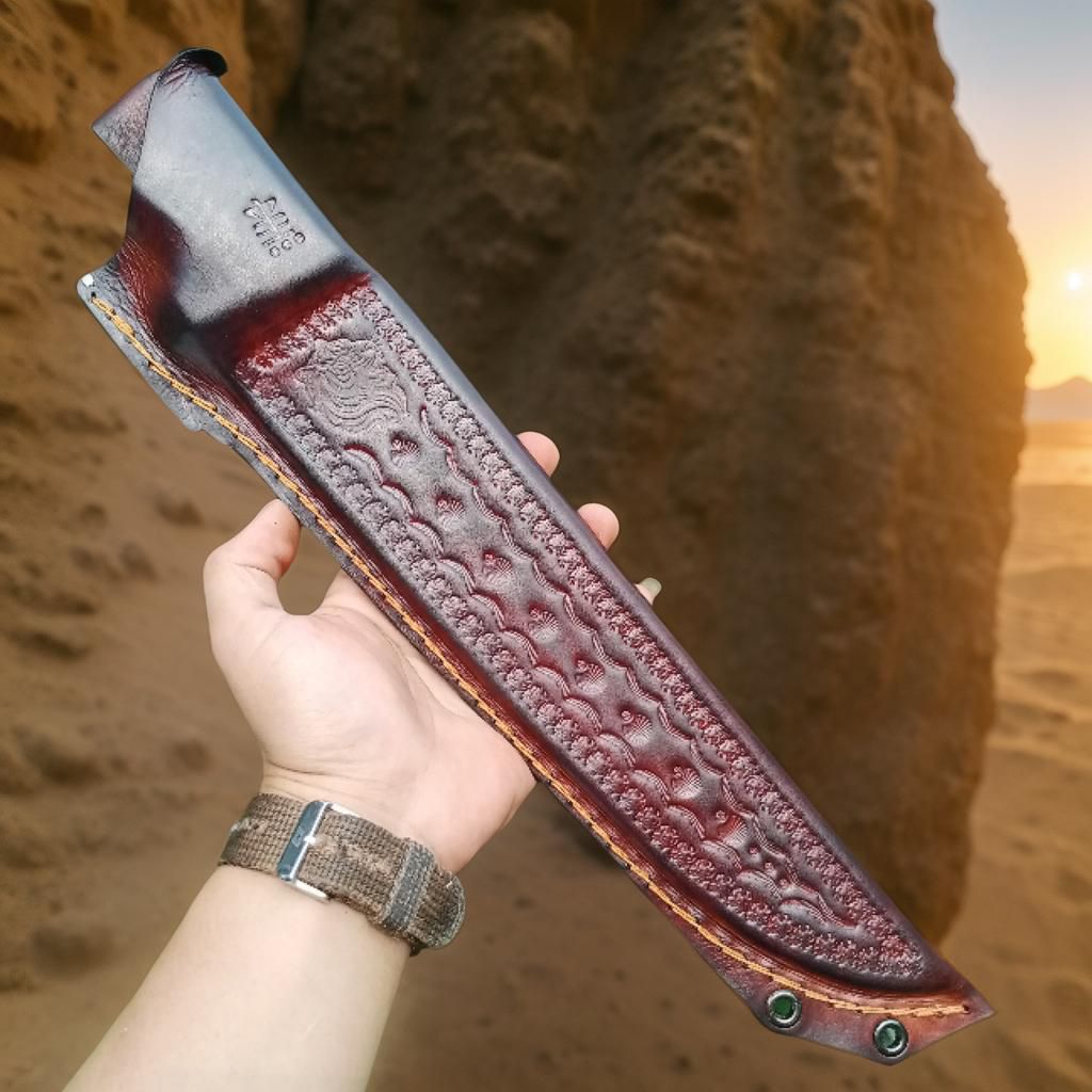 sarung pisau 30 cm model straight kulit asli bilah lurus