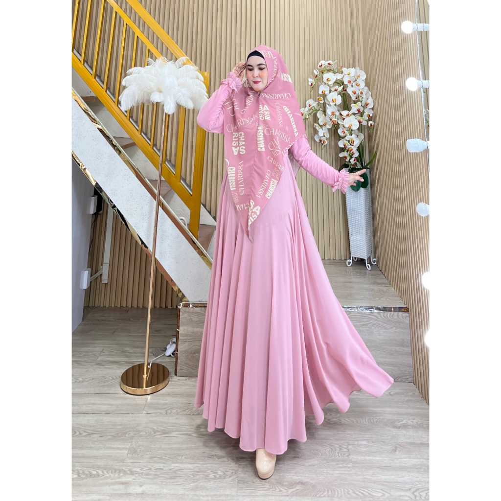 Gamis Hafizahseries Busui Friendly Bahan ceruty babydoll|Gamis Wanita Syari Terbaru 2025