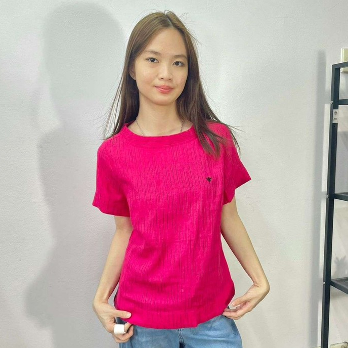 31722/A | BLOUSE KATUN LINEN NO STRETCH COKLAT PUTIH FANTA