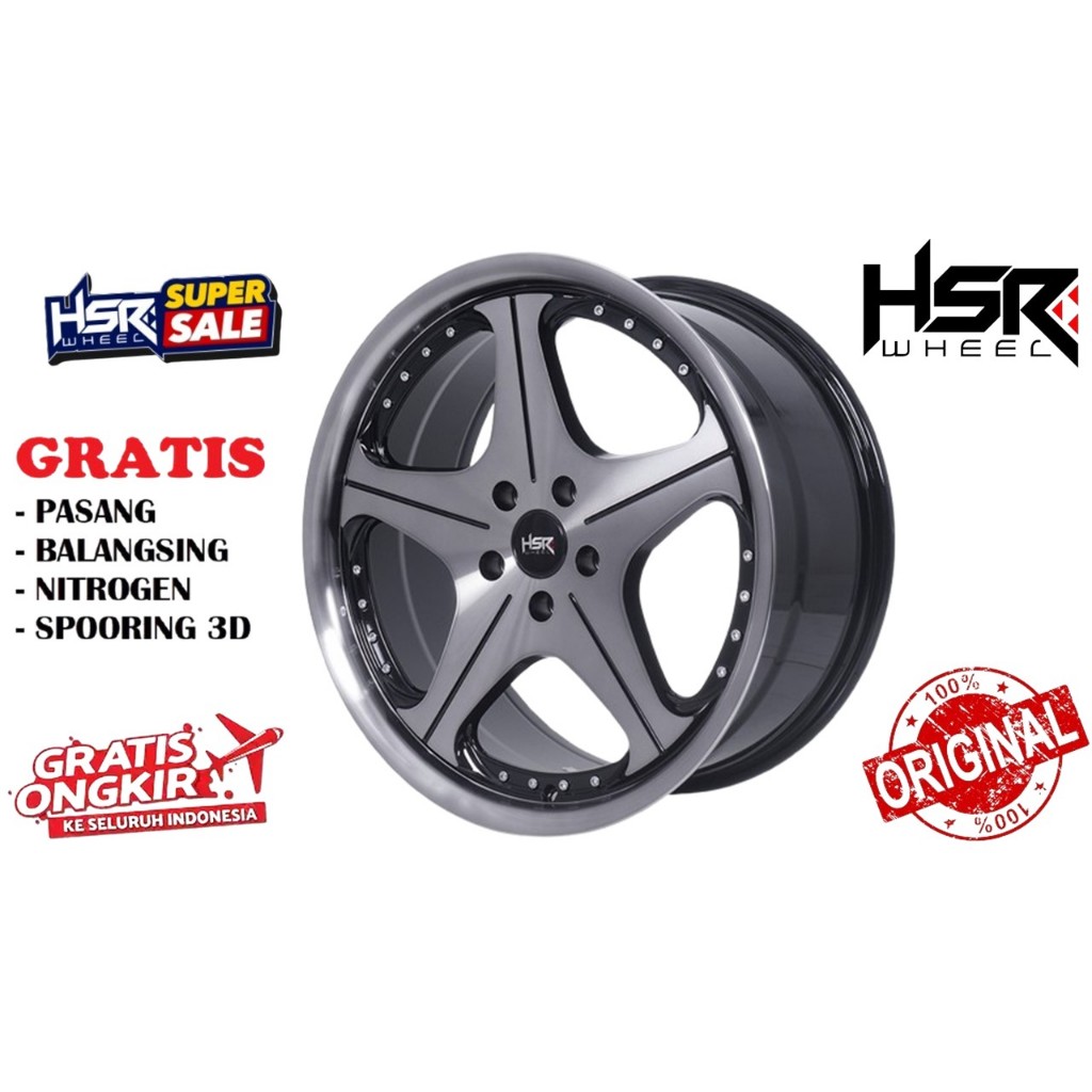 VELG MOBIL RACING HSR ANAMBAS 10444 R19 LEBAR 8,5 PCD 5X114,3 ET35 BMF/BK OIL UNTUK CIVIC,CAMRY