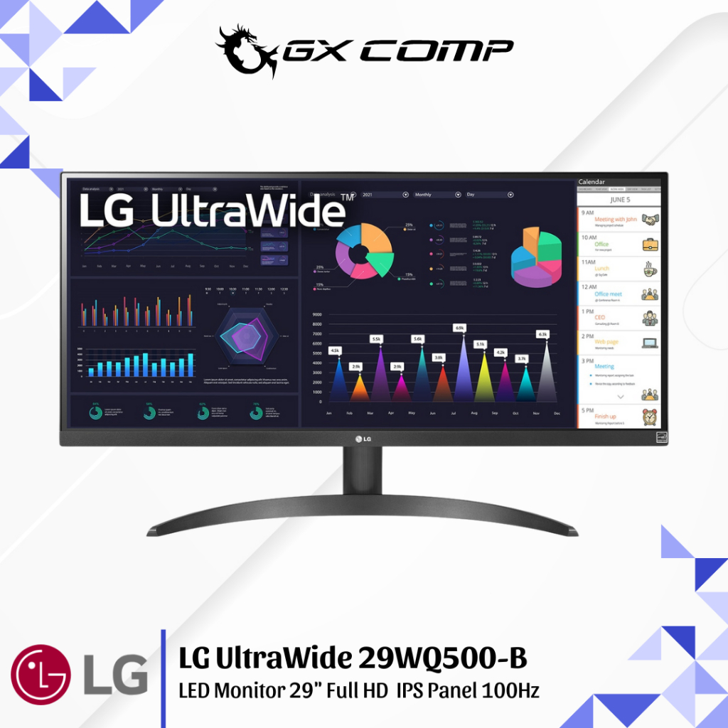 LG UltraWide 29WQ500-B LED Monitor 29 Inch Flat Full HD IPS Panel 100Hz Garansi Resmi