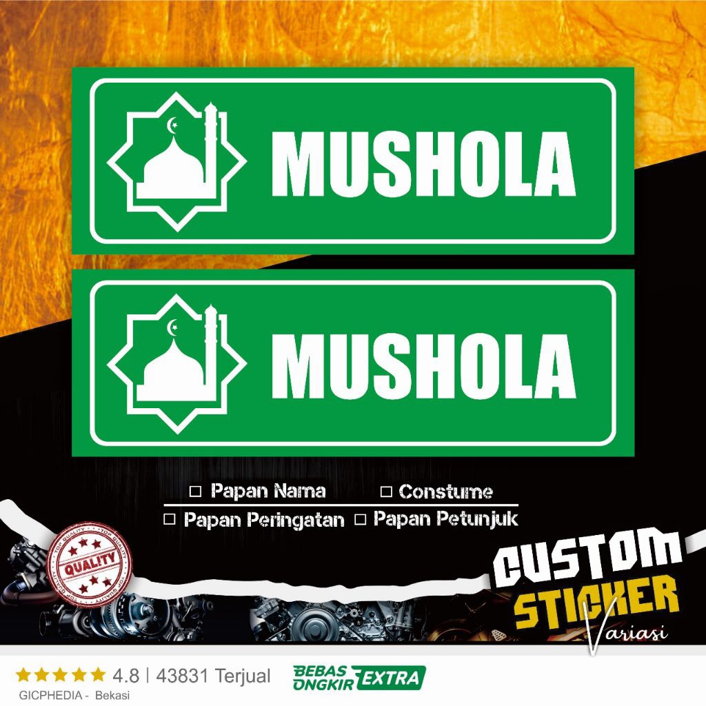 

Papan Petunjuk Mushola | Papan Nama | Hiasan Dinding | Dekorasi Dinding | Cafe Toko Rumah Makan Hotel | Sticker Cutting