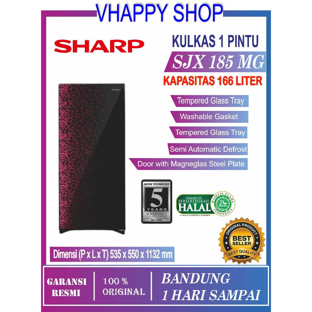 KULKAS SHARP 1 PINTU SJX185MG SJX 185 MG
