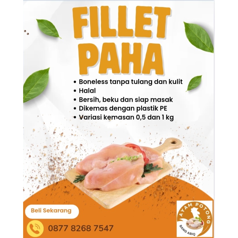 DEPOK Boneless Fillet Paha Ayam Tanpa Kulit Frozen 500 g - 1 kg / Ayam Fillet Paha
