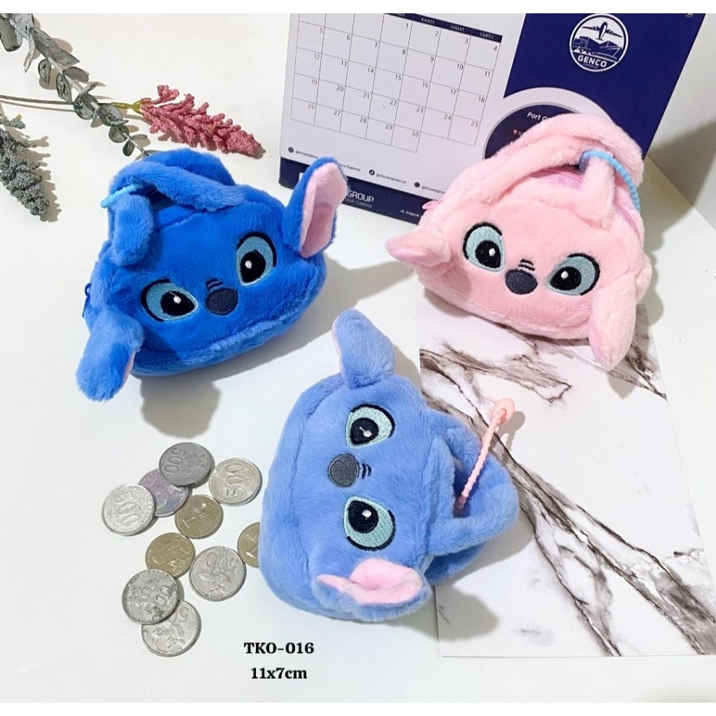 dompet koin lilo stitch bulu / tas mini lilo stitch / tas kecil lilo stitch