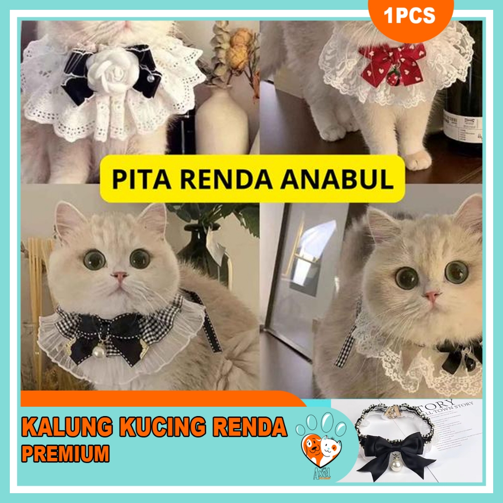 KALUNG KUCING RENDA Pet Acessories Kain Nyaman Untuk Anabul Bandana Anjing Kucing Kalung Kucing Anji