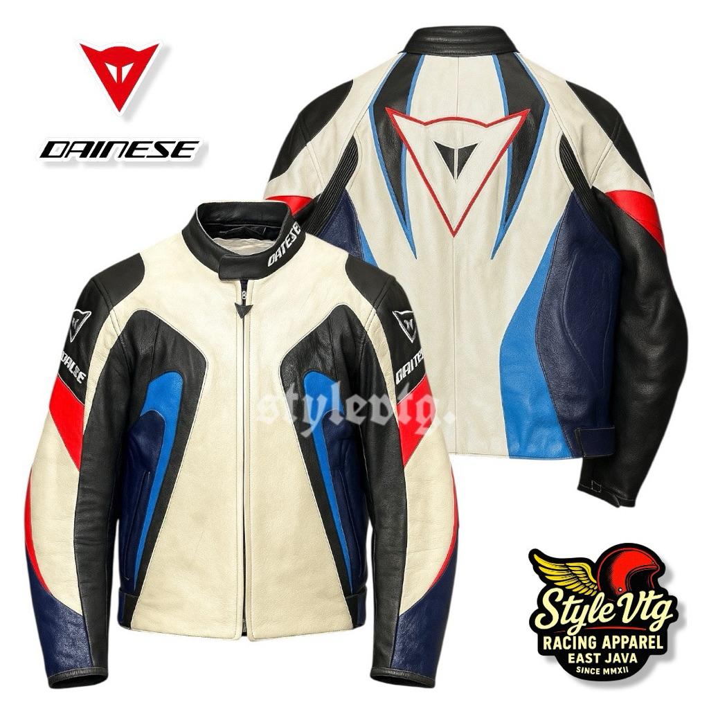 jaket motor racing kulit asli Dainese Original made in Tunisia 90s vintage biker jacket