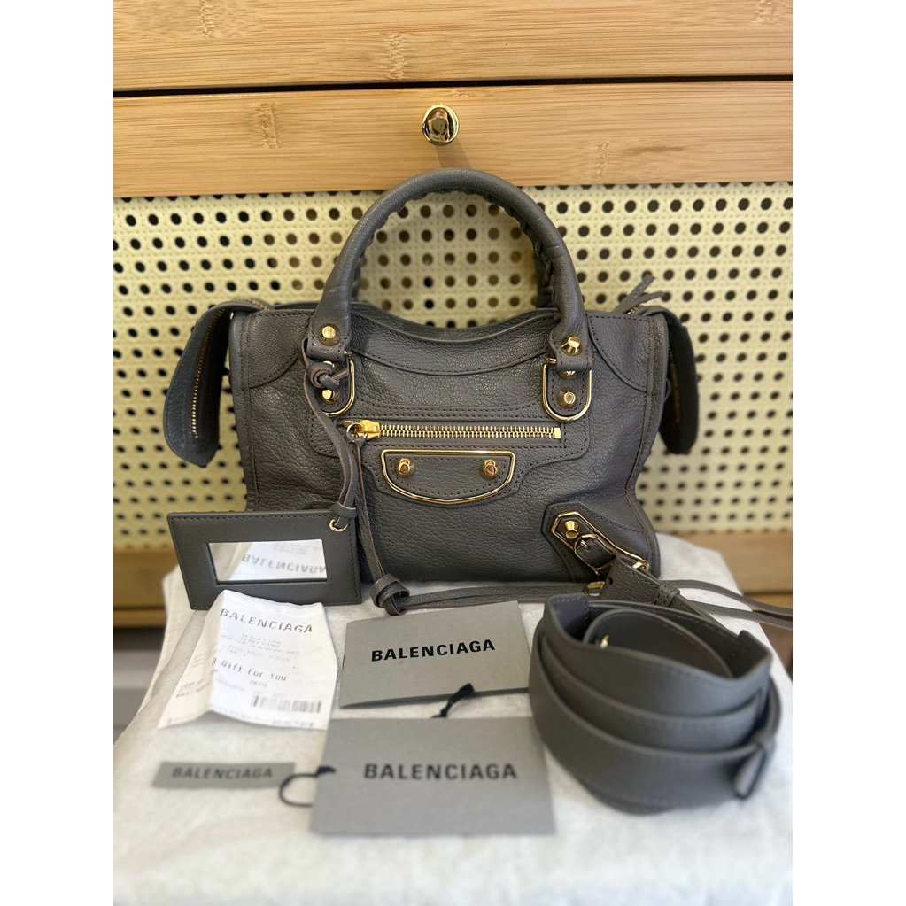 Balenciaga mini city GHW grey acier receipt 2023 akhir